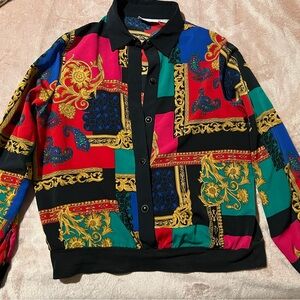 Alfred Dunner Multicolor Baroque print Button up Blouse